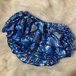 Royal Blue Paisley Satin Ruffle Bloomer  BLTROB  NWT Boutique